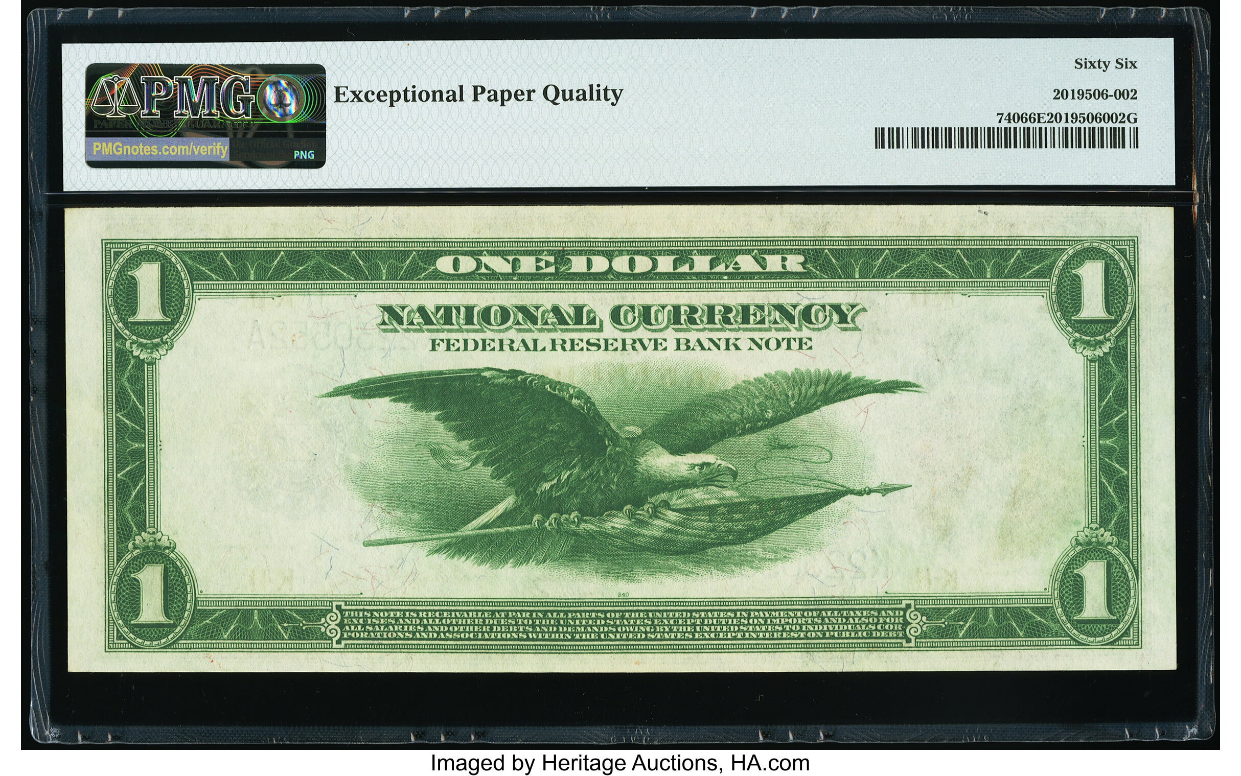image for: Fr. 740 $1 1918 Federal Reserve Bank Note PMG Gem Uncirculated 66 EPQ....