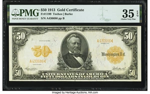 image for: Fr. 1199 $50 1913 Gold Certificate PMG Choice Very Fine 35 EPQ....