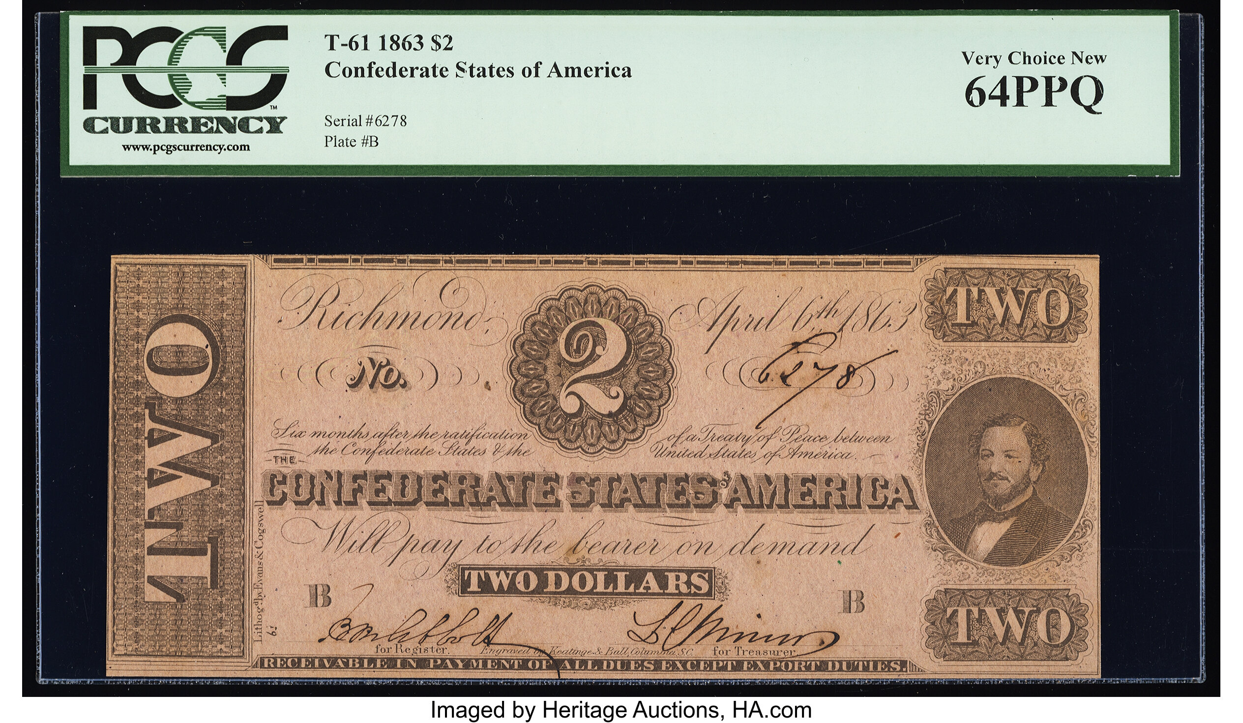 image for: T61 $2 1863 PF-8 Cr. 472 PCGS Very Choice New 64PPQ....