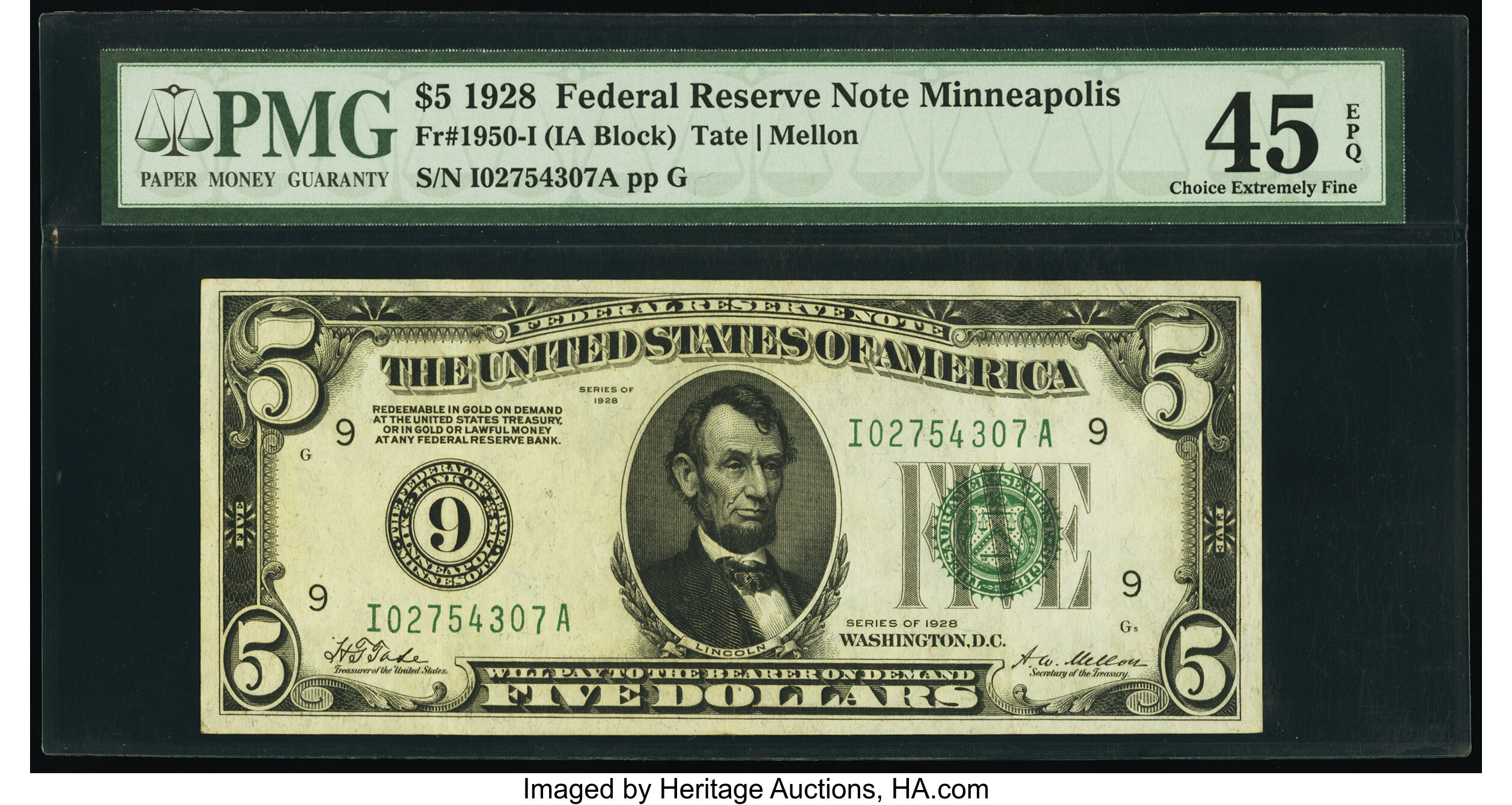 image for: Fr. 1950-I $5 1928 Federal Reserve Note. PMG Choice Extremely Fine 45 EPQ....