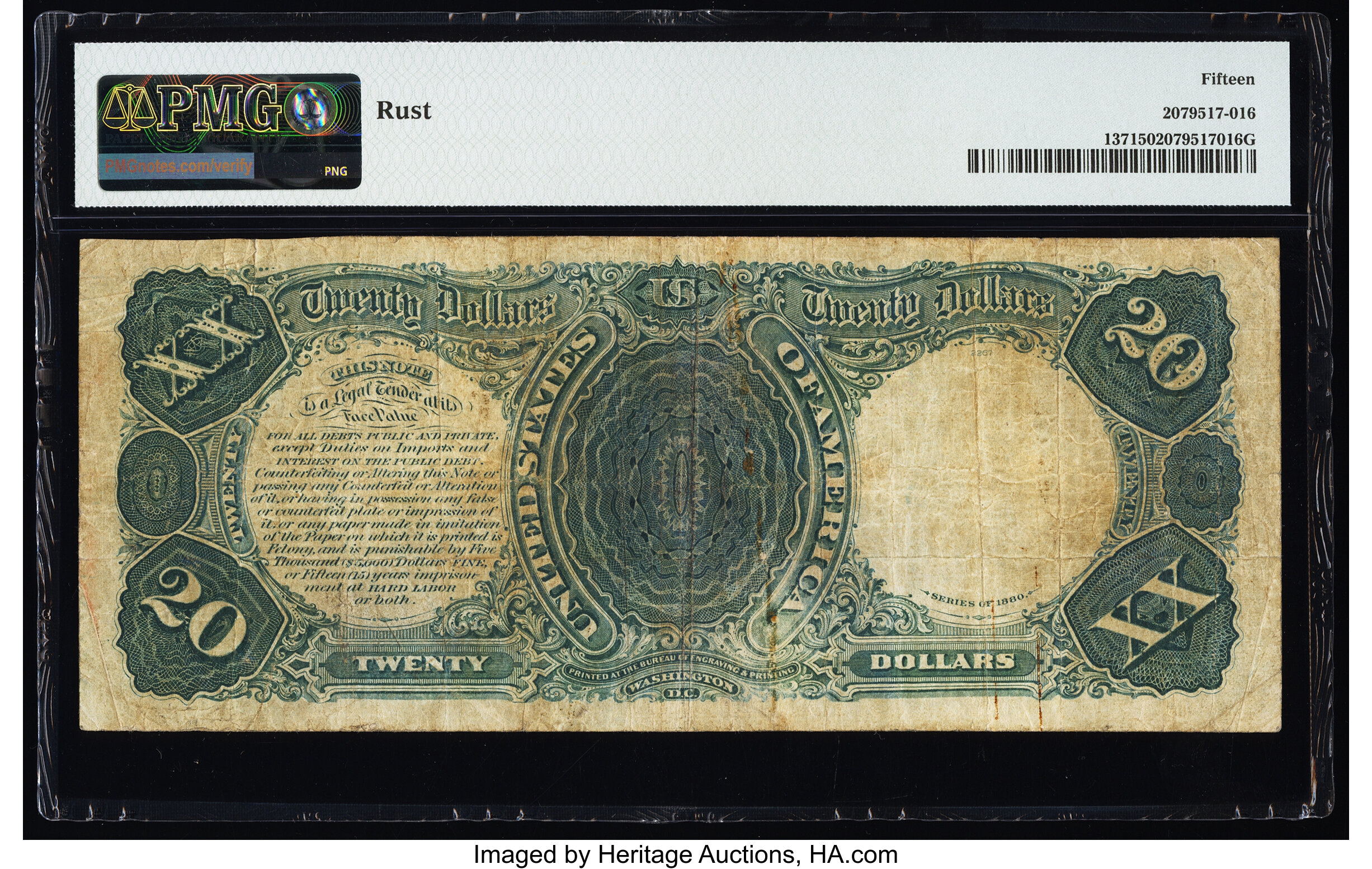 image for: Fr. 137 $20 1880 Legal Tender PMG Choice Fine 15....