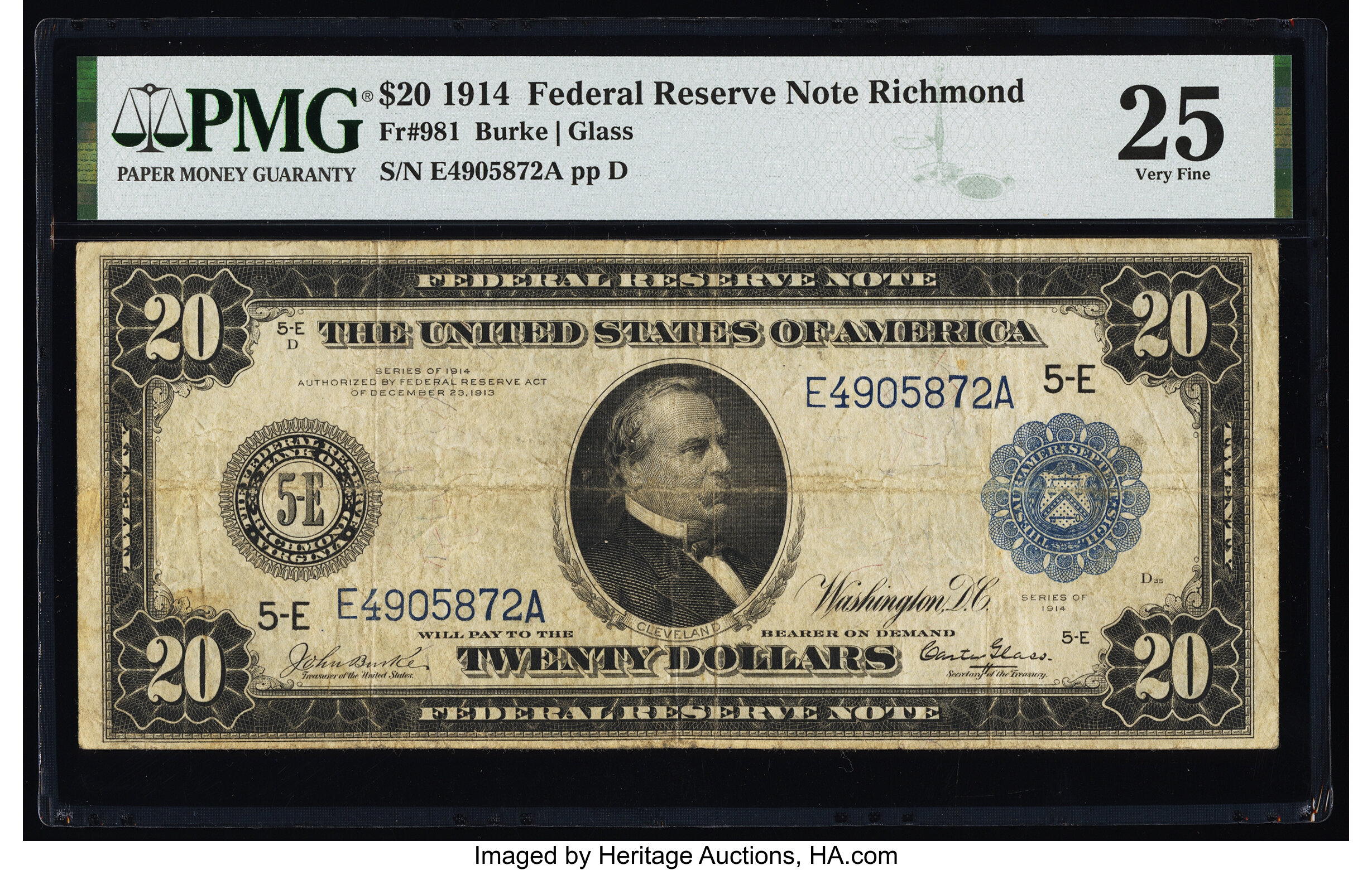 image for: Fr. 981 $20 1914 Federal Reserve Note PMG Very Fine 25....