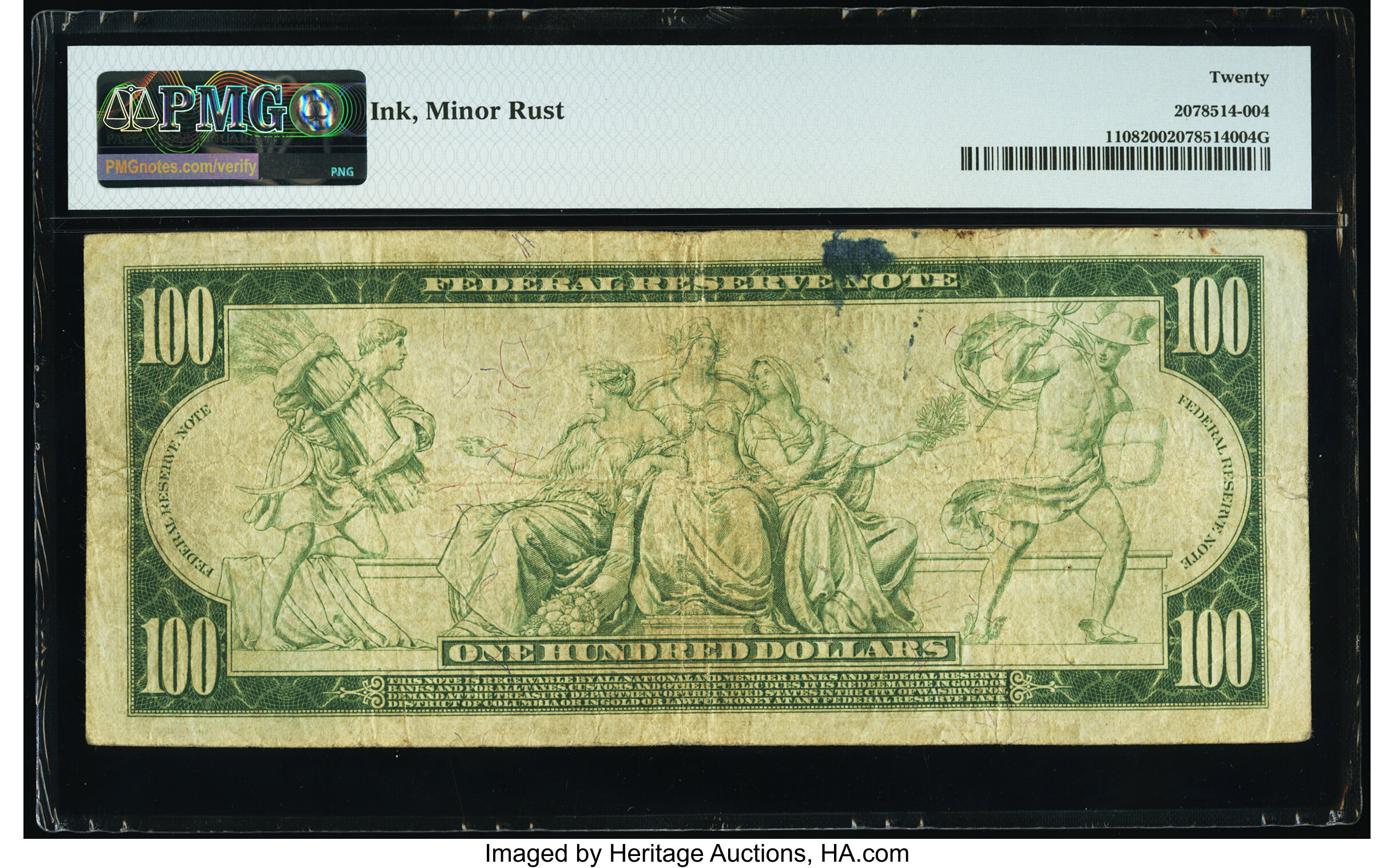 image for: Fr. 1108 $100 1914 Federal Reserve Note PMG Very Fine 20....