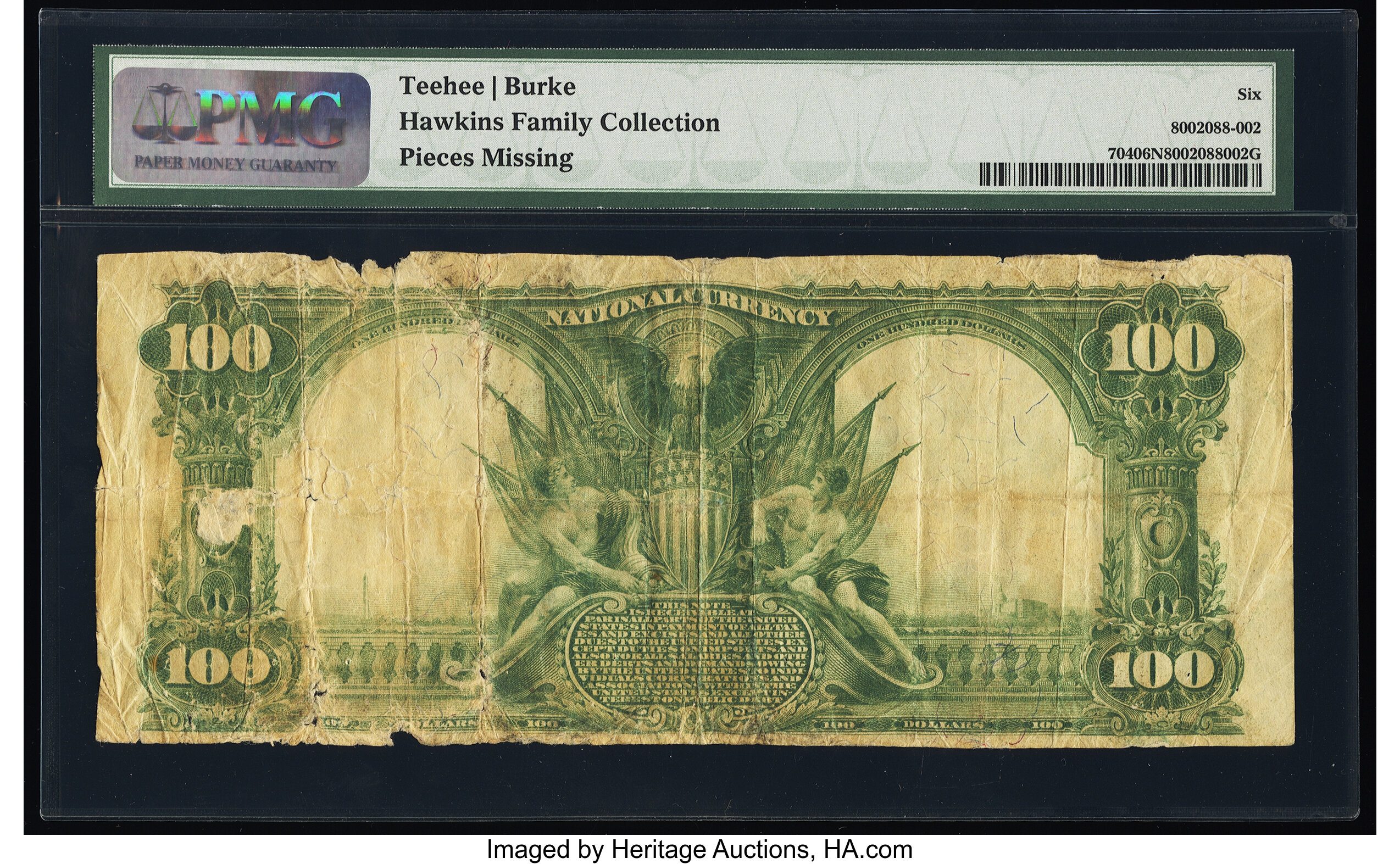 image for: Corsicana, TX - $100 1902 Plain Back Fr. 704 The State National Bank Ch. # 11022 PMG Good 6 Net....