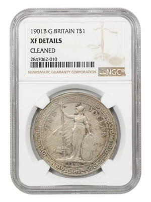 image for: Great Britain: 1901-B Trade $1 NGC XF Details (Cleaned)
