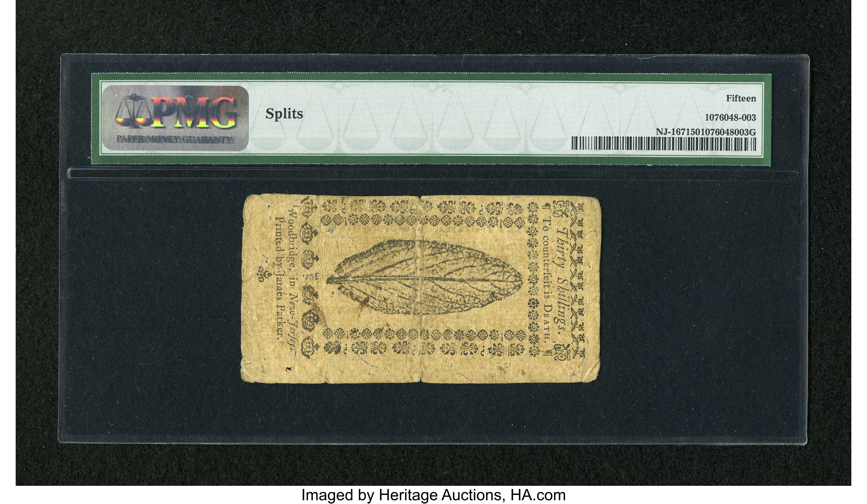 image for: New Jersey April 16, 1764 30s PMG Choice Fine 15.