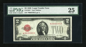 image for: Fr. 1501* $2 1928 Legal Tender Star Note. PMG Very Fine 25....