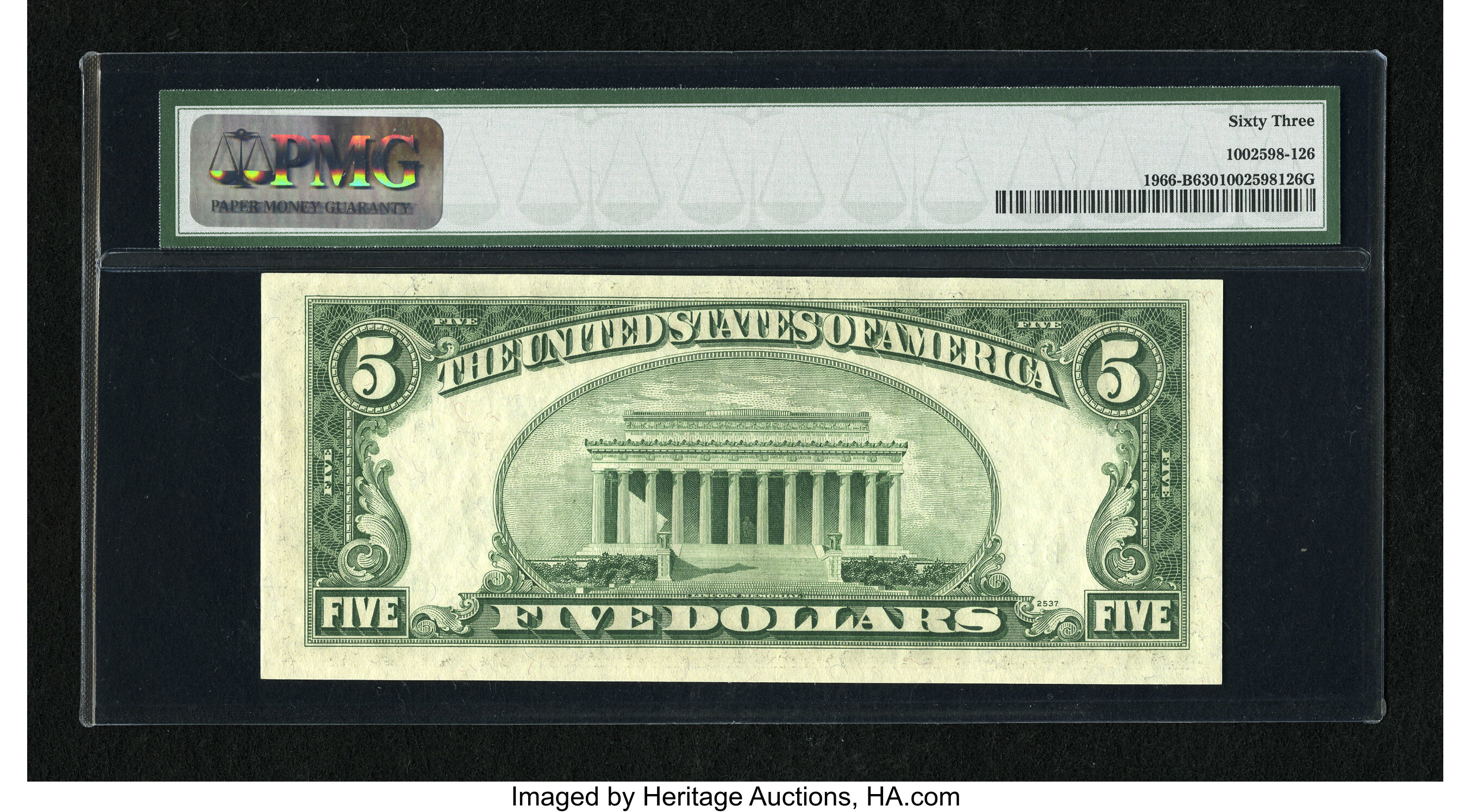 image for: Fr. 1966-B $5 1950E Federal Reserve Note. PMG Choice Uncirculated 63....