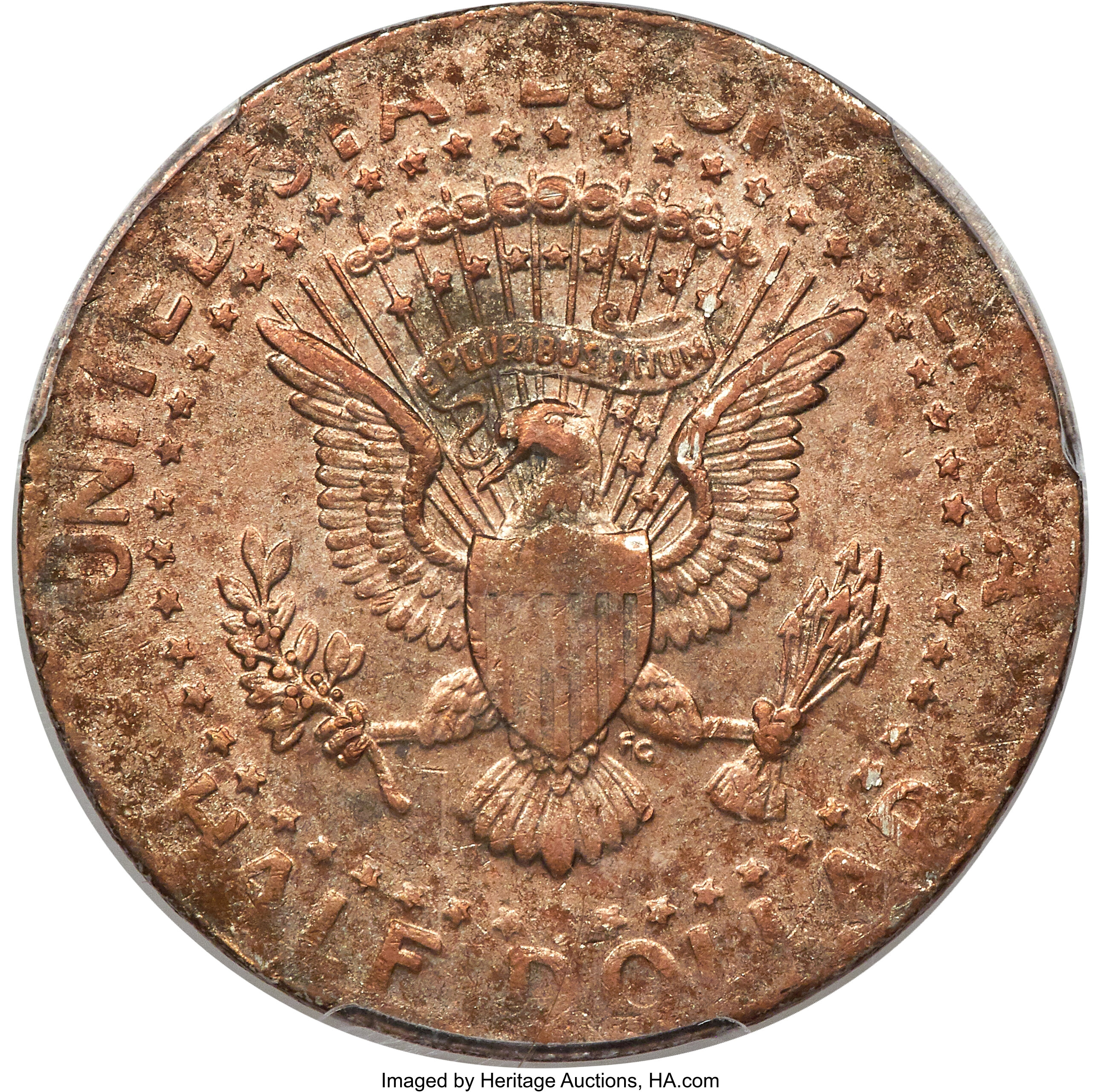 image for: 1999-P 50C Kennedy Half Dollar -- Struck on an 8.5 gram Copper Core, No Outer Clad Layers -- AU58 PCGS....