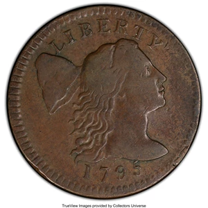 image for: 1795 1C Plain Edge, S-76b, B-4b, R.1, VF20 PCGS. PCGS Population: (1/21 and 0/3+). NGC Census: (2/11 and 0/0+). CDN: $1,500...