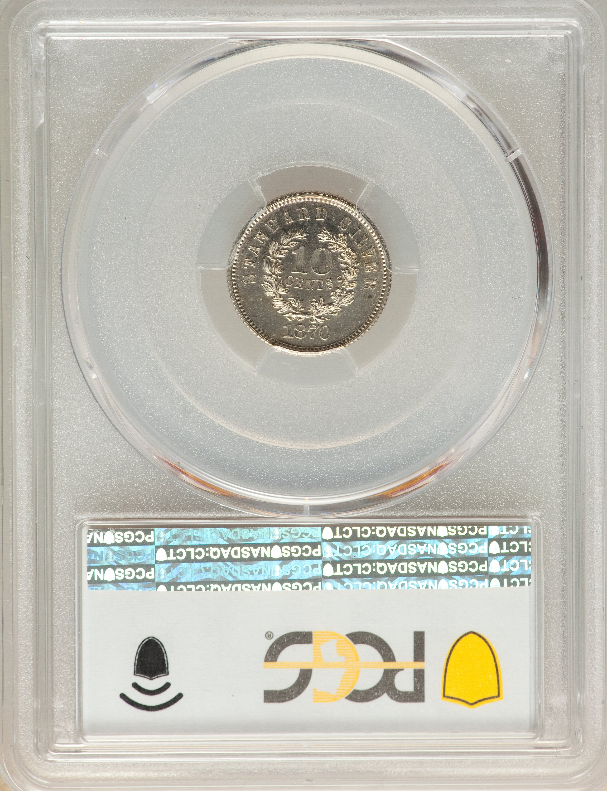 image for: 1870 10C Standard Silver Dime, Judd-855, Pollock-935, High R.6, PR62 PCGS. CAC. PCGS Population: (1/7 and 0/1+). NGC Census...