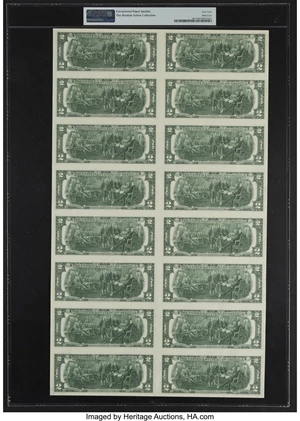 image for: Fr. 1935-J* $2 1976 Federal Reserve Star Notes. Uncut Sheet of 16. PMG Choice Uncirculated 63 EPQ....