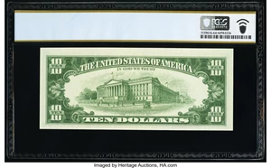 image for: Solid Serial Number 55555555 Fr. 2018-D $10 1969 Federal Reserve Note. PCGS Banknote Choice Unc 64 PPQ....