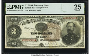 image for: Fr. 354 $2 1890 Treasury Note PMG Very Fine 25....