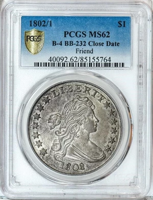 image for: $1 1802/1 NARROW DATE. PCGS MS62