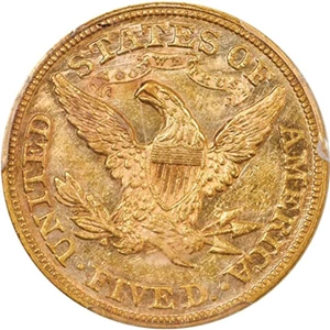 image for: $5 1866 MOTTO. PCGS AU58 CAC