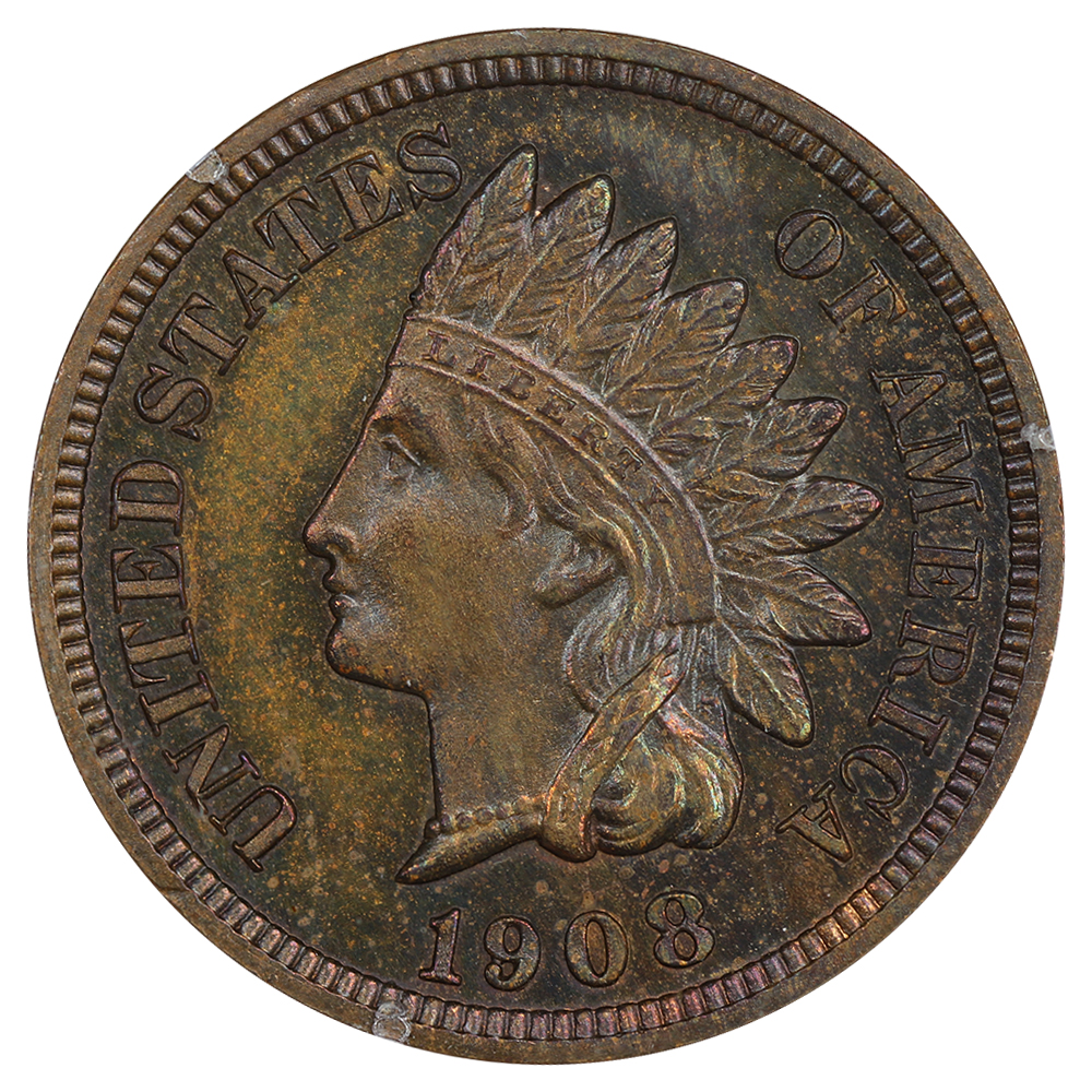 image for: 1908 1c PCGS/CAC Proof 64 BN (OGH Rattler)