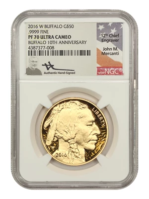image for: 2016-W American Buffalo $50 NGC Proof 70 UCAM (Mercanti Autograph)