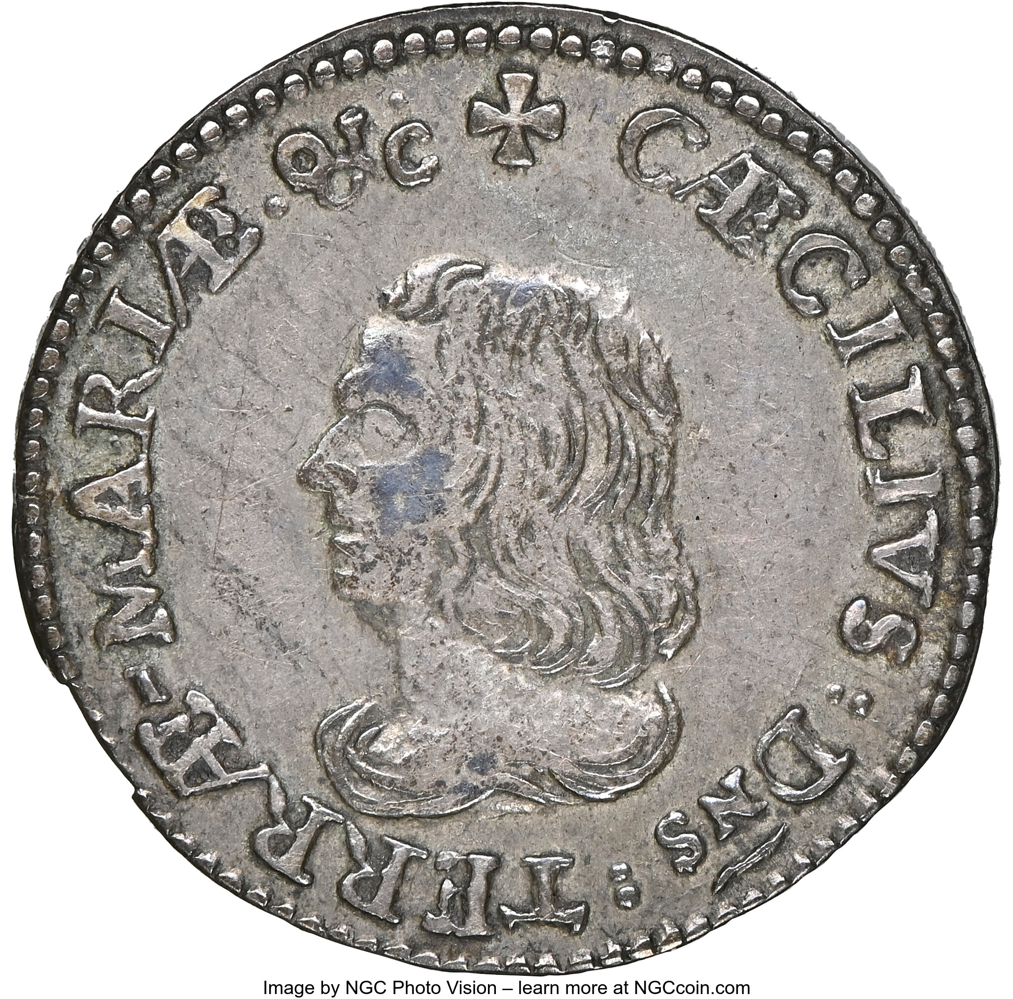 image for: (1659) Lord Baltimore Fourpence XF40 NGC. Hodder 1-A, W-1010, R.6....