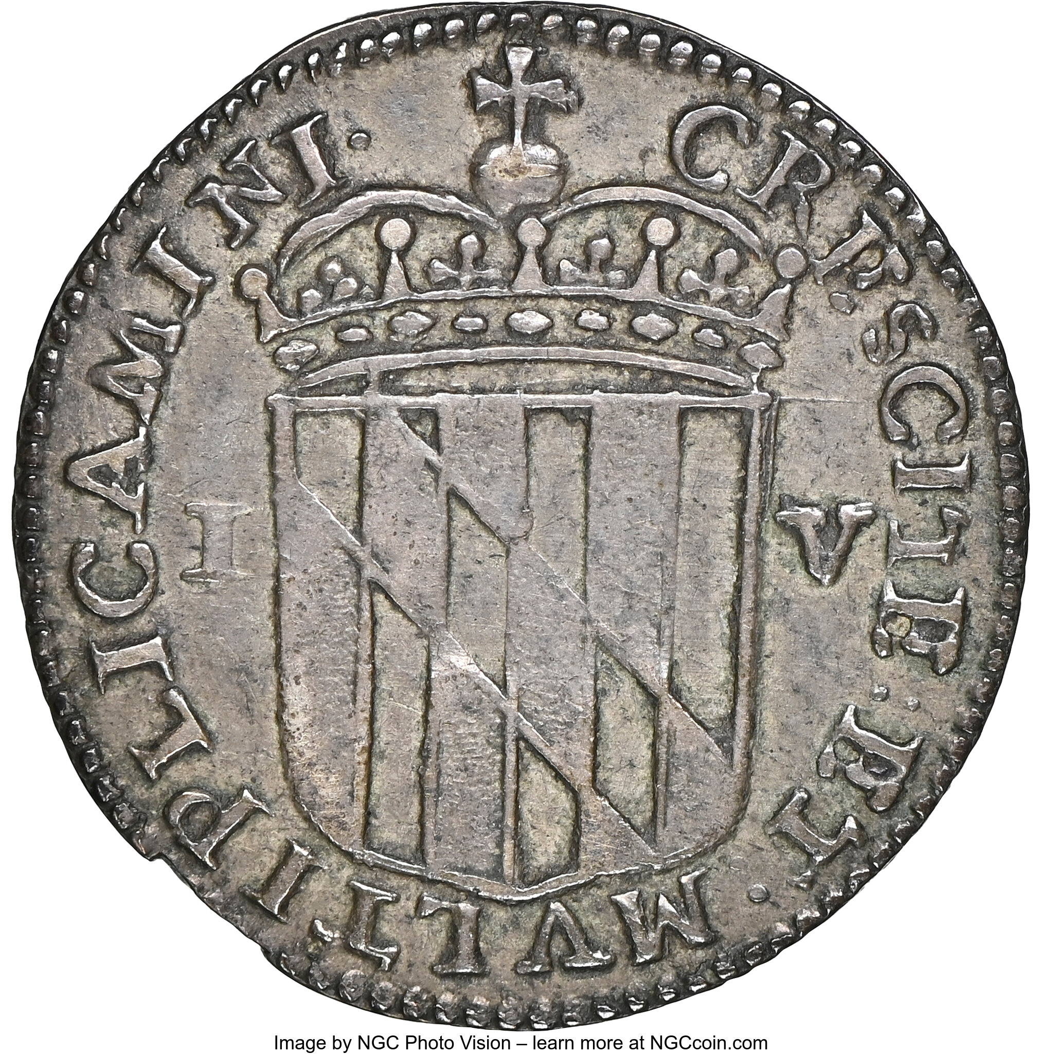 image for: (1659) Lord Baltimore Fourpence XF40 NGC. Hodder 1-A, W-1010, R.6....