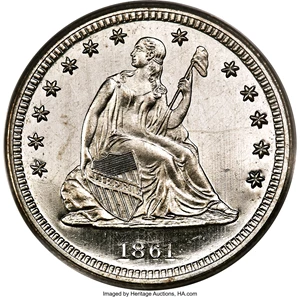 image for: 1861 25C PR66 Cameo PCGS. CAC....