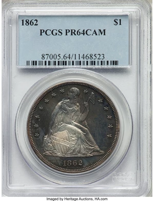 image for: 1862 $1 PR64 Cameo PCGS....