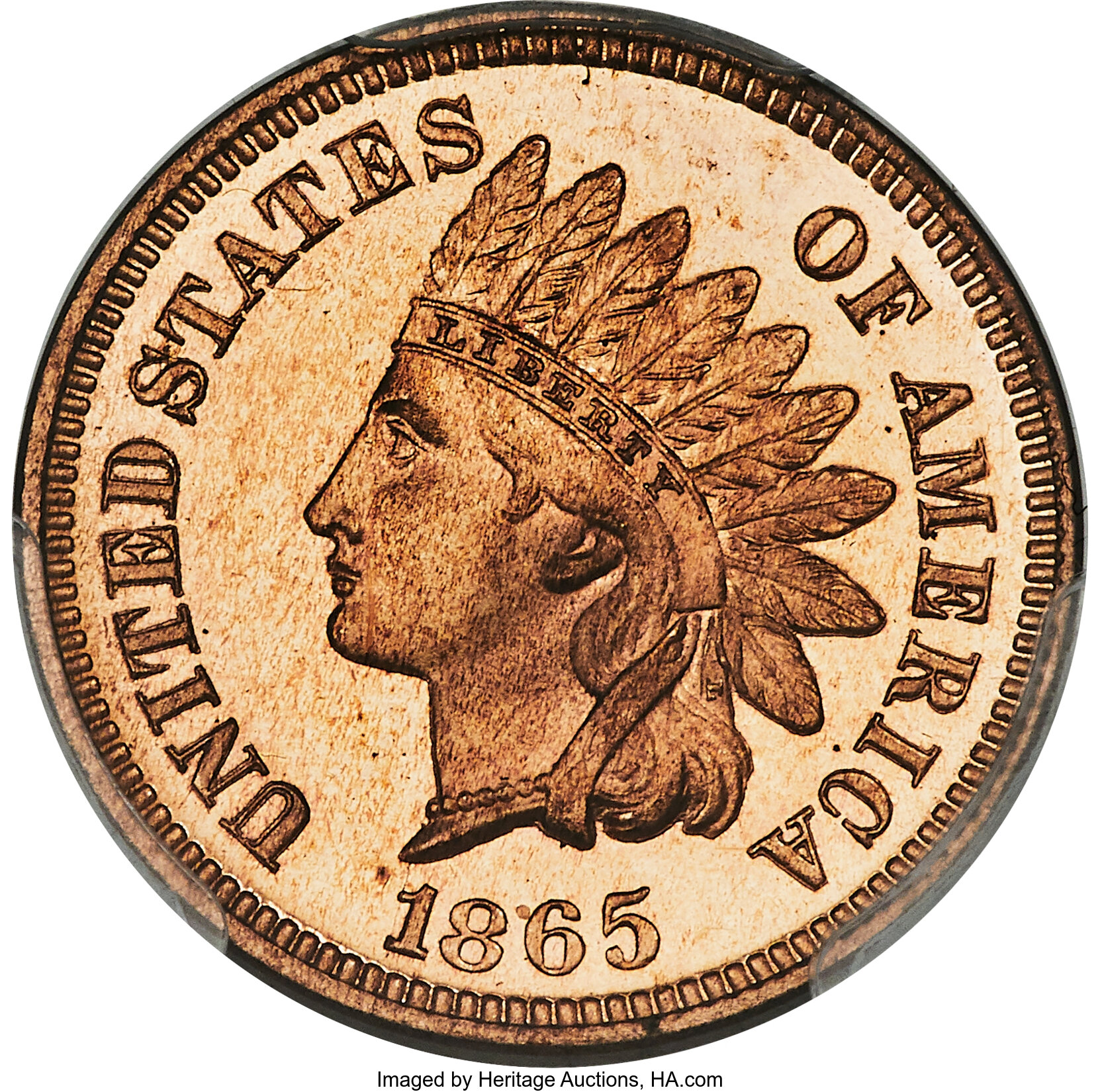 image for: 1865 1C PR65 Red Cameo PCGS....