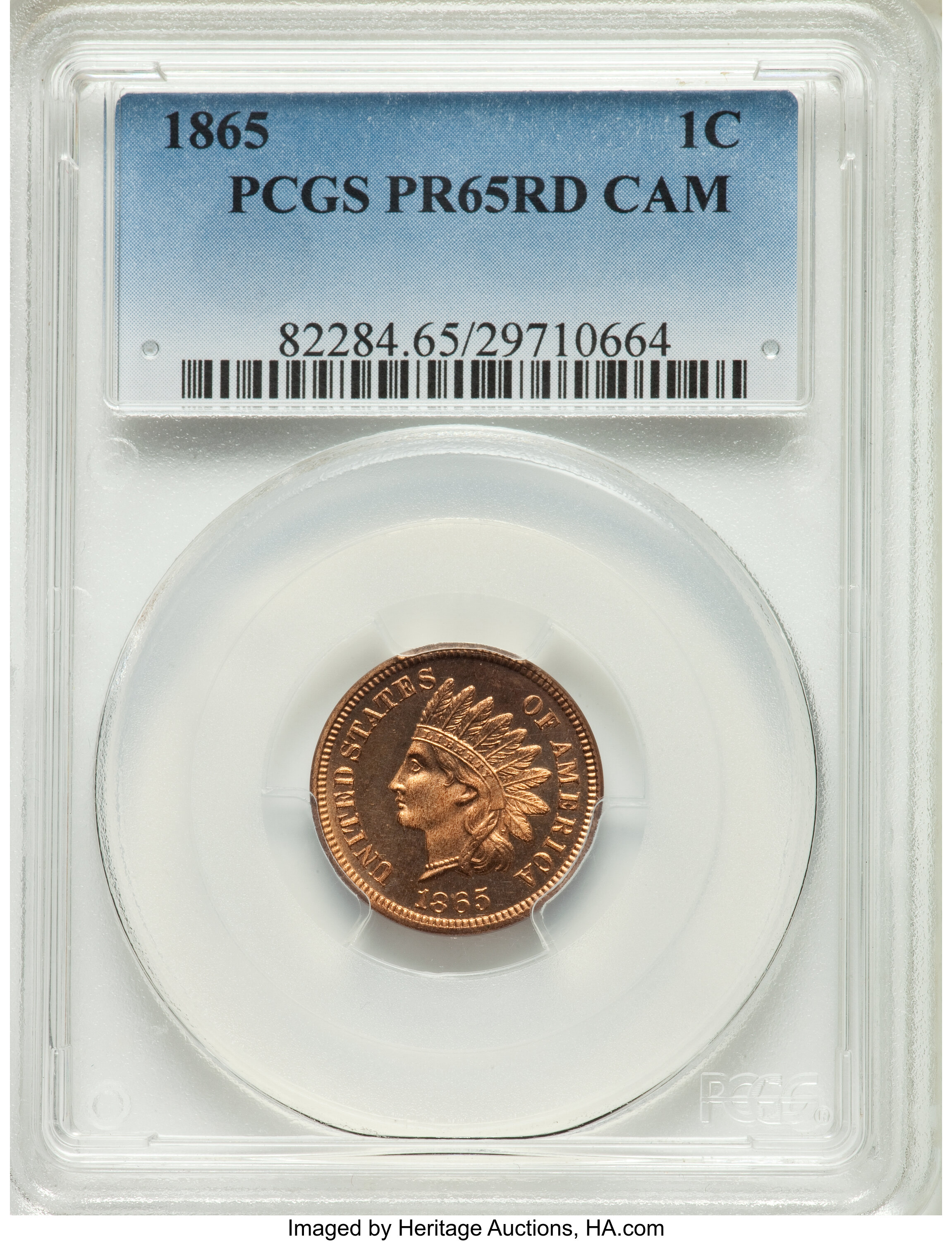 image for: 1865 1C PR65 Red Cameo PCGS....