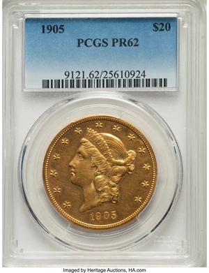 image for: 1905 $20 PR62 PCGS. JD-1, High R.4....