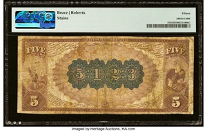 image for: Lake Mills, IA - $5 1882 Brown Back Fr. 476 The First National Bank Ch. # 5123 PMG Choice Fine 15....