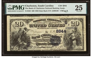 image for: Charleston, SC - $20 1882 Date Back Fr. 550 The Bank of Charleston National Banking Assoc Ch. # (S)2044 PMG Very Fine 25....