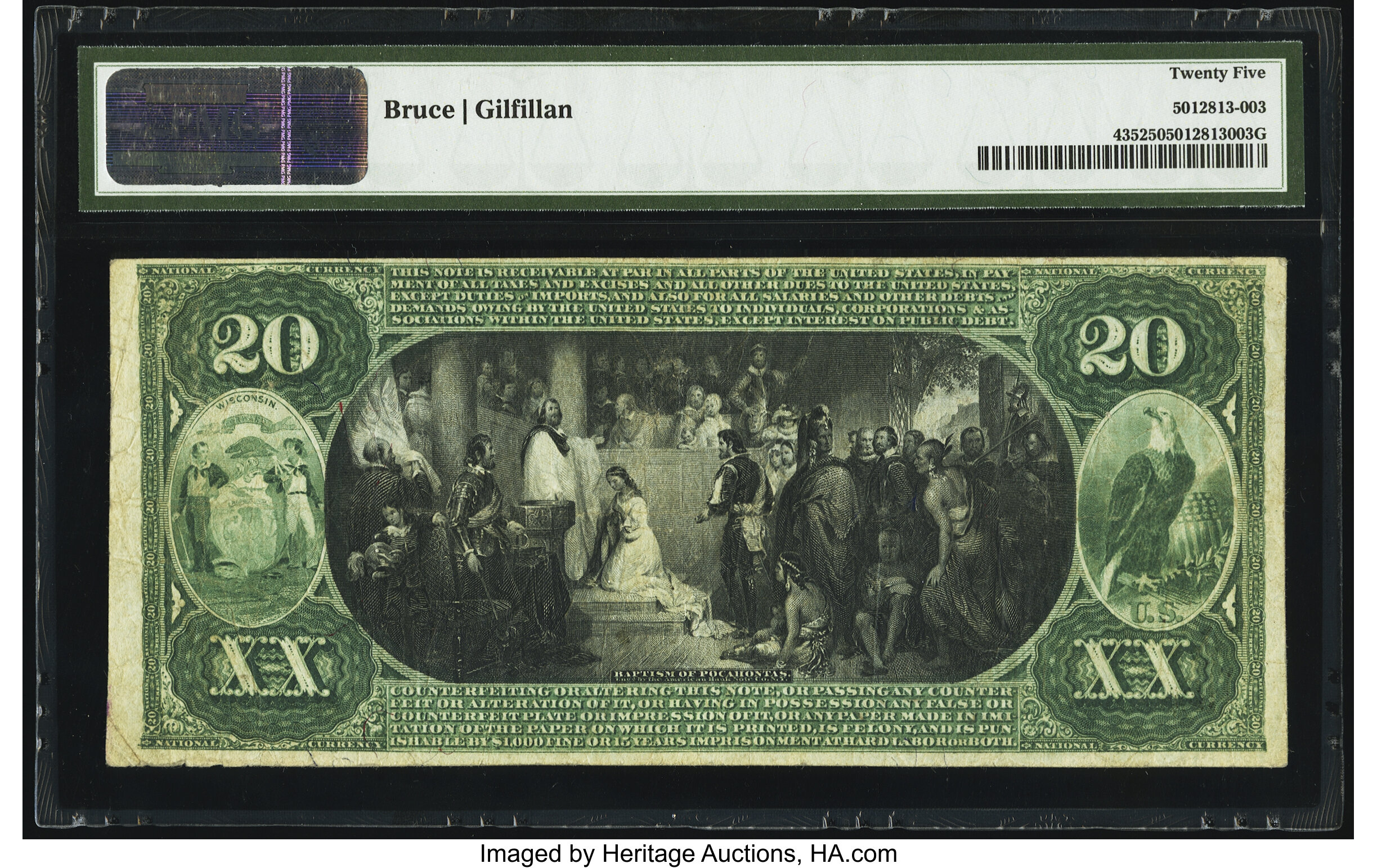 image for: Appleton, WI - $20 1875 Fr. 435 The Commercial National Bank Ch. # 2565 PMG Very Fine 25....