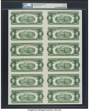 image for: Fr. 1506 $2 1928E Legal Tender Notes. Uncut Sheet of 12. PMG Superb Gem Unc 67 EPQ....