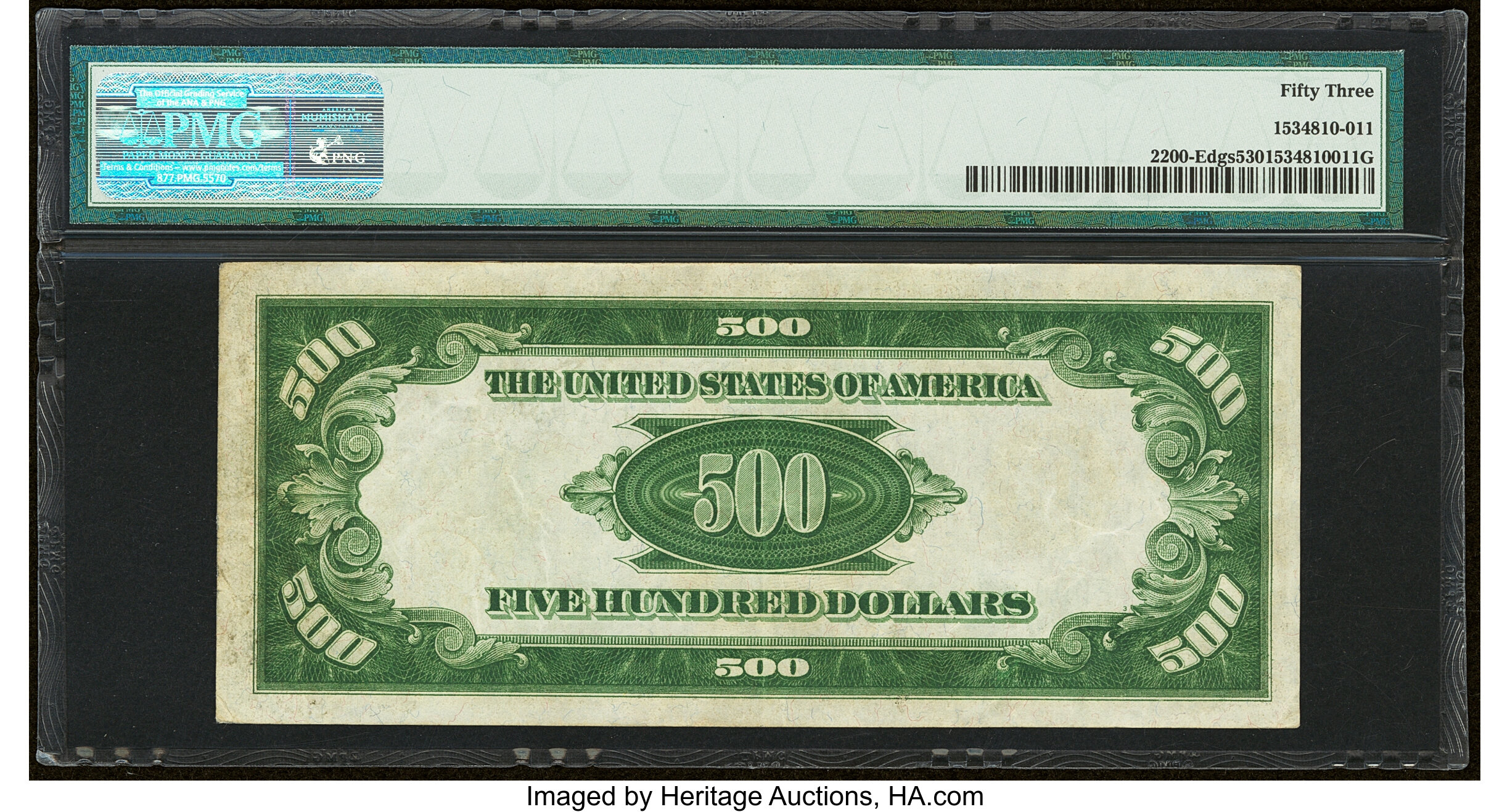 image for: Fr. 2200-E $500 1928 Federal Reserve Note. PMG About Uncirculated 53....