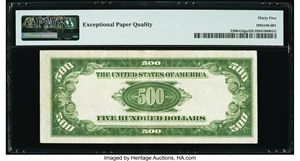 image for: Fr. 2200-G $500 1928 Dark Green Seal Federal Reserve Note. PMG Choice Very Fine 35 EPQ....