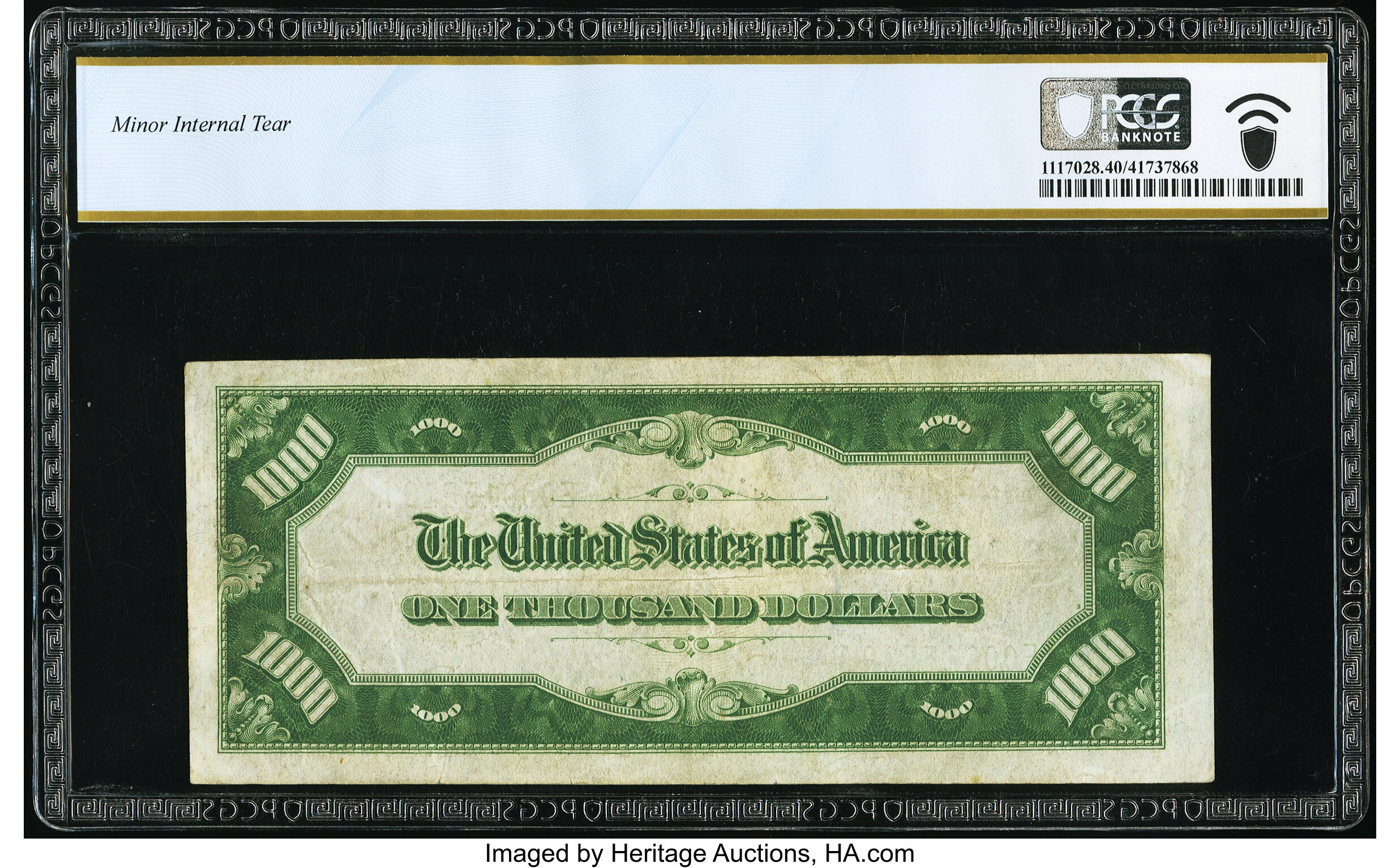 image for: Fr. 2210-E $1,000 1928 Dark Green Seal Federal Reserve Note. PCGS Banknote Extremely Fine 40....