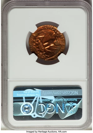 image for: 1971-S 25C Washington Quarter -- On a Cent Planchet, Clashed, Rotated Dies -- PR65 Red and Brown NGC....