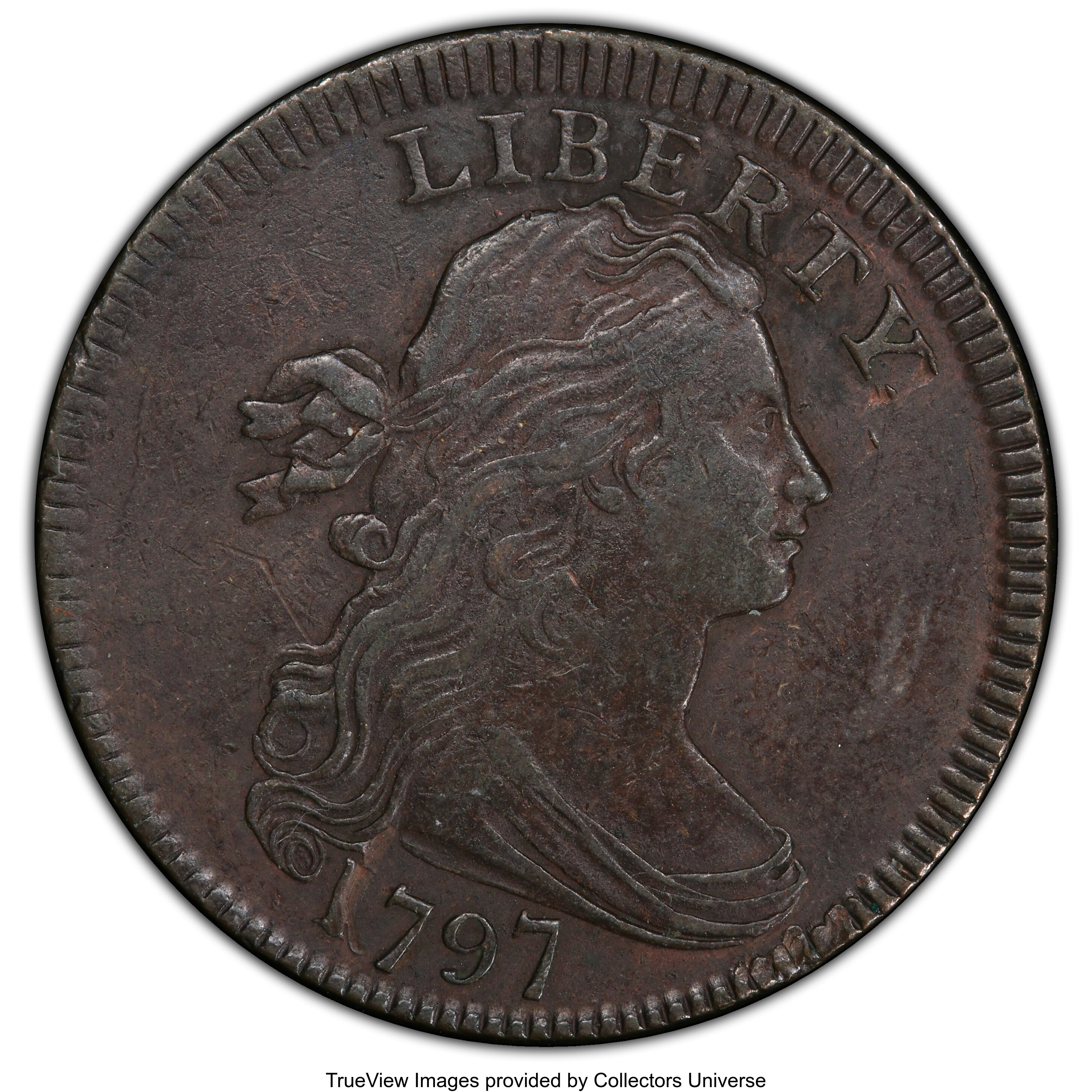 image for: 1797 1C Reverse of 1797, Stems, S-139, B-21, R.1, VF35 PCGS. PCGS Population: (1/7 and 0/1+). NGC Census: (0/6 and 0/0+). C...