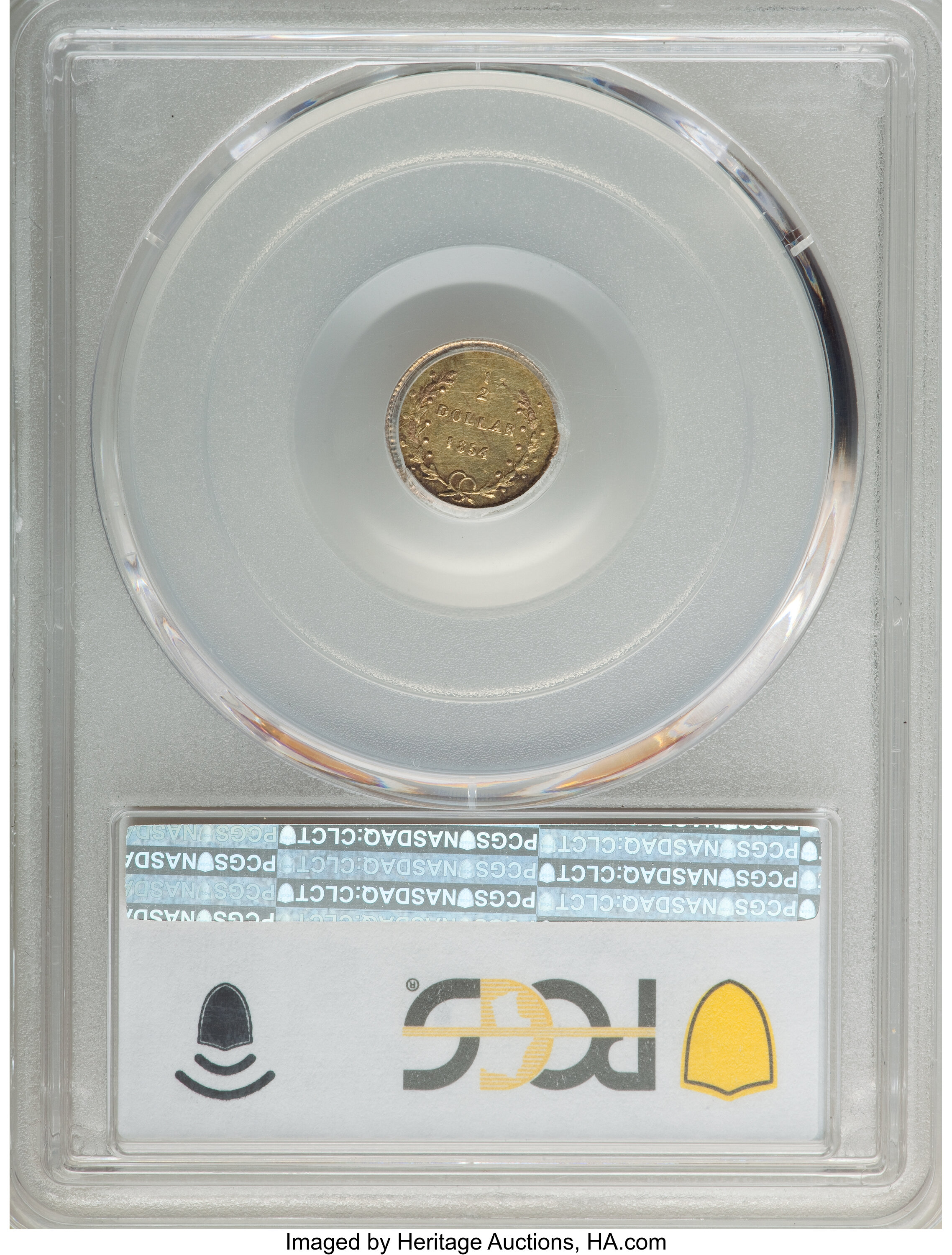 image for: 1854 50C Liberty Round 50 Cents, BG-403, R.7, AU58 PCGS. PCGS Population: (3/9 and 0/0+). NGC Census: (2/4 and 0/0+).  ...