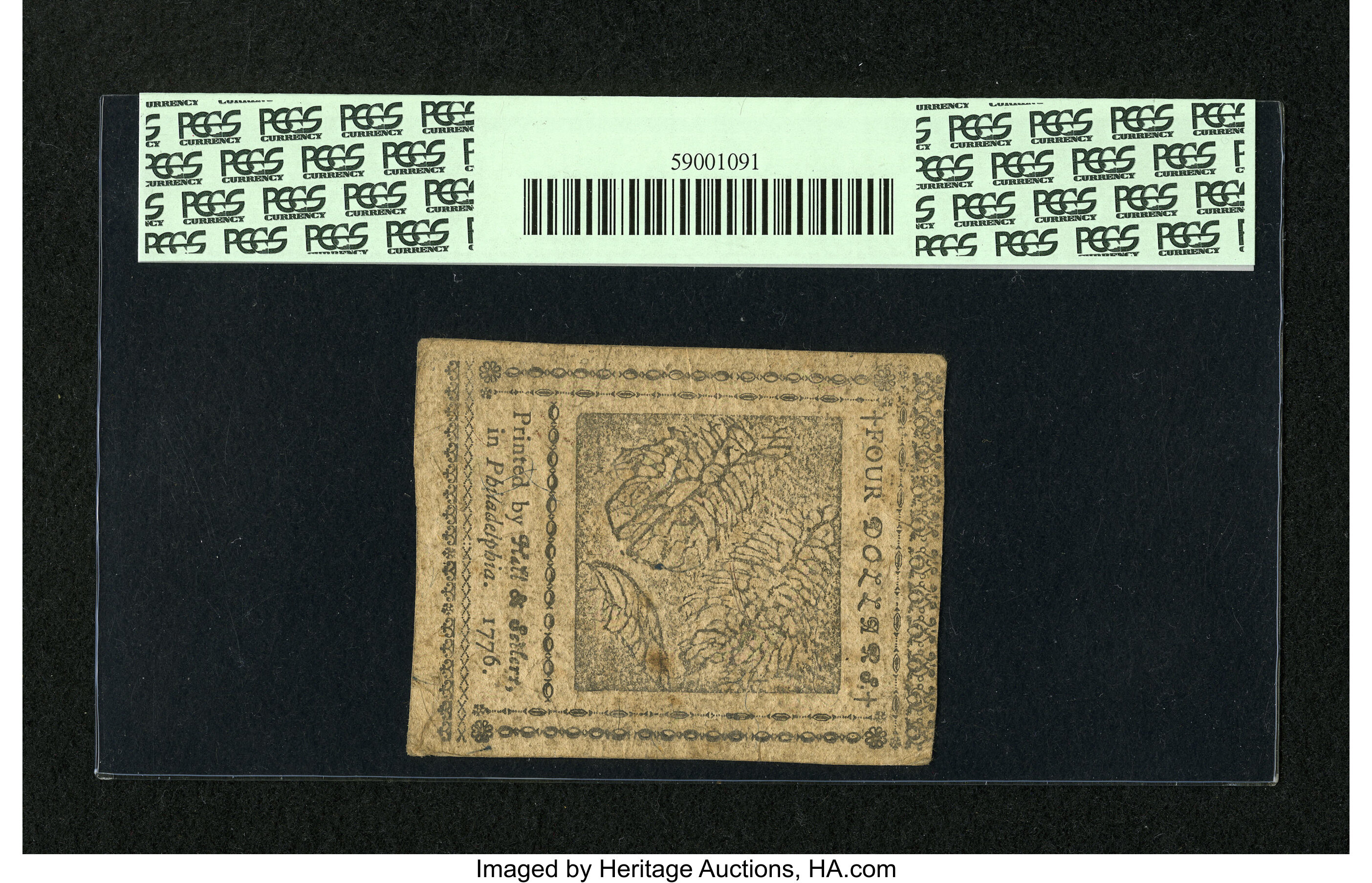 image for: Continental Currency November 2, 1776 $4 PCGS Extremely Fine 40....