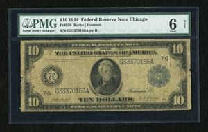 image for: Fr. 930 $10 1914 Federal Reserve Note PMG Good 6 Net.