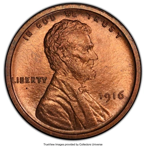 image for: 1916 1C PR65 Red PCGS. With the exception of the 1909 VDB, the 1916 is the scarcest matte proof Lincoln cent in Gem or bett...
