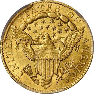 image for: 1806/5 Capped Bust Right Quarter Eagle. BD-2. Rarity-5+. Stars 7x6. AU Details--Cleaned (PCGS).