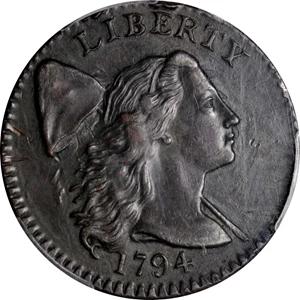 image for: 1794 Liberty Cap Cent. S-30. Rarity-1. Head of 1794. AU Details--Scratch (PCGS).
