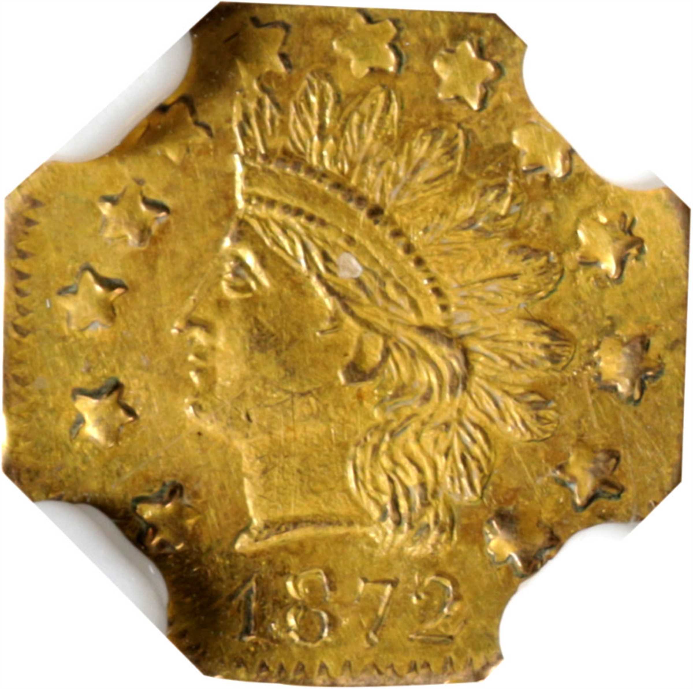 image for: 1872 Octagonal 50 Cents. BG-939. Rarity-5-. Indian Head. Unc Details--Bent (NGC).