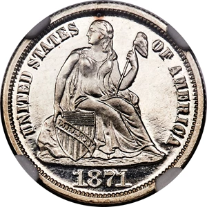 image for: 1871 10C PR66 Ultra Cameo NGC. F-102, R.4....