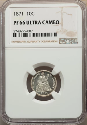 image for: 1871 10C PR66 Ultra Cameo NGC. F-102, R.4....