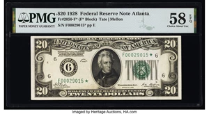 image for: Fr. 2050-F* $20 1928 Federal Reserve Star Note. PMG Choice About Unc 58 EPQ....