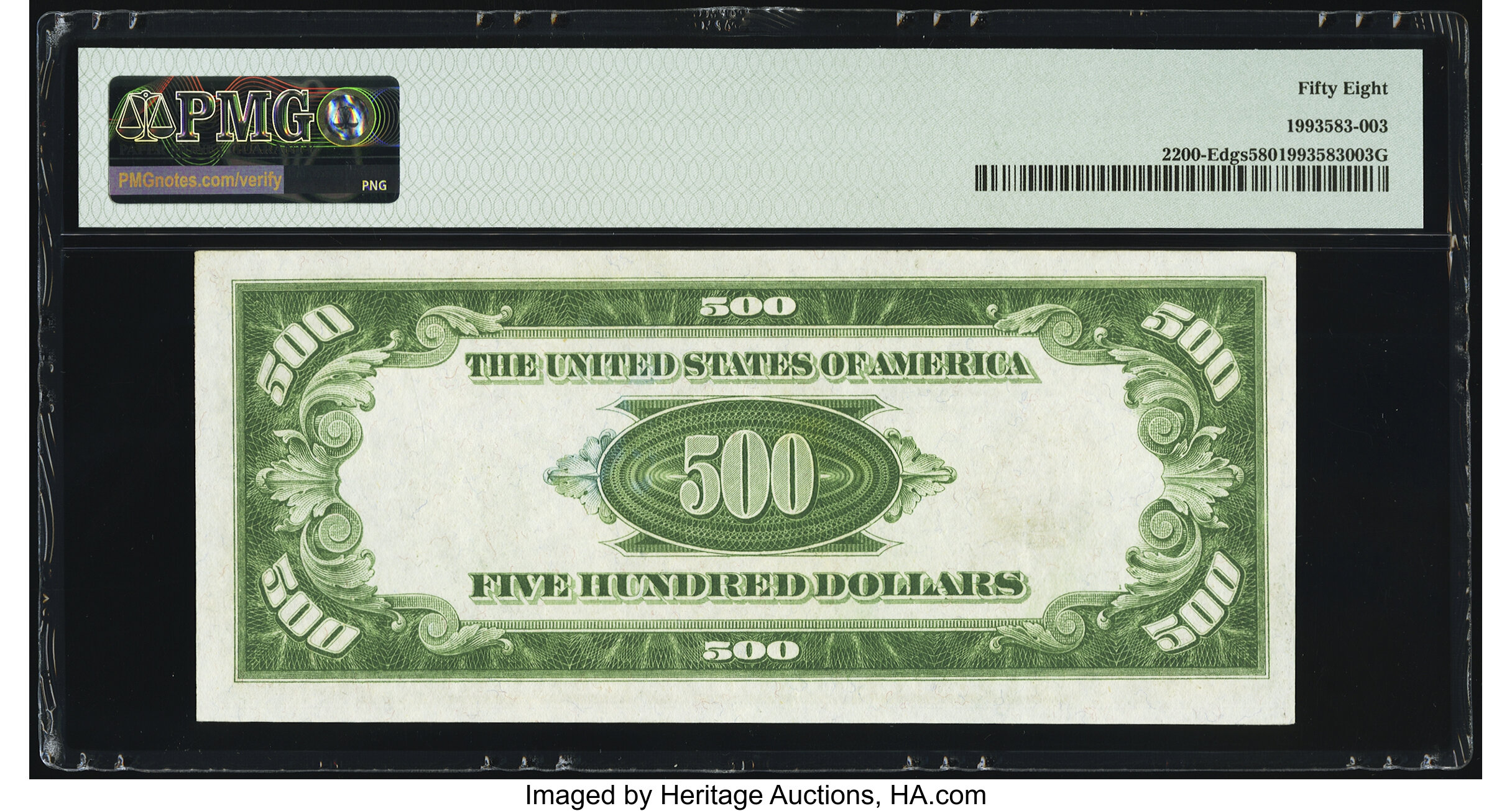 image for: Fr. 2200-E $500 1928 Dark Green Seal Federal Reserve Note. PMG Choice About Unc 58....