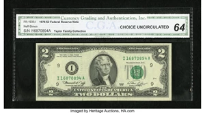 image for: Fr. 1935-I $2 1976 Federal Reserve Note. CGA Choice Uncirculated 64....